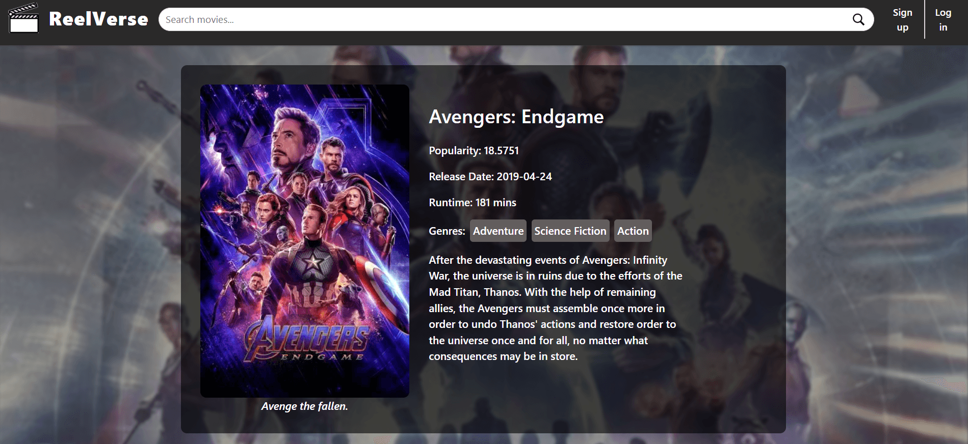 ReelVerse – TMDB Media Browser Web App screenshot