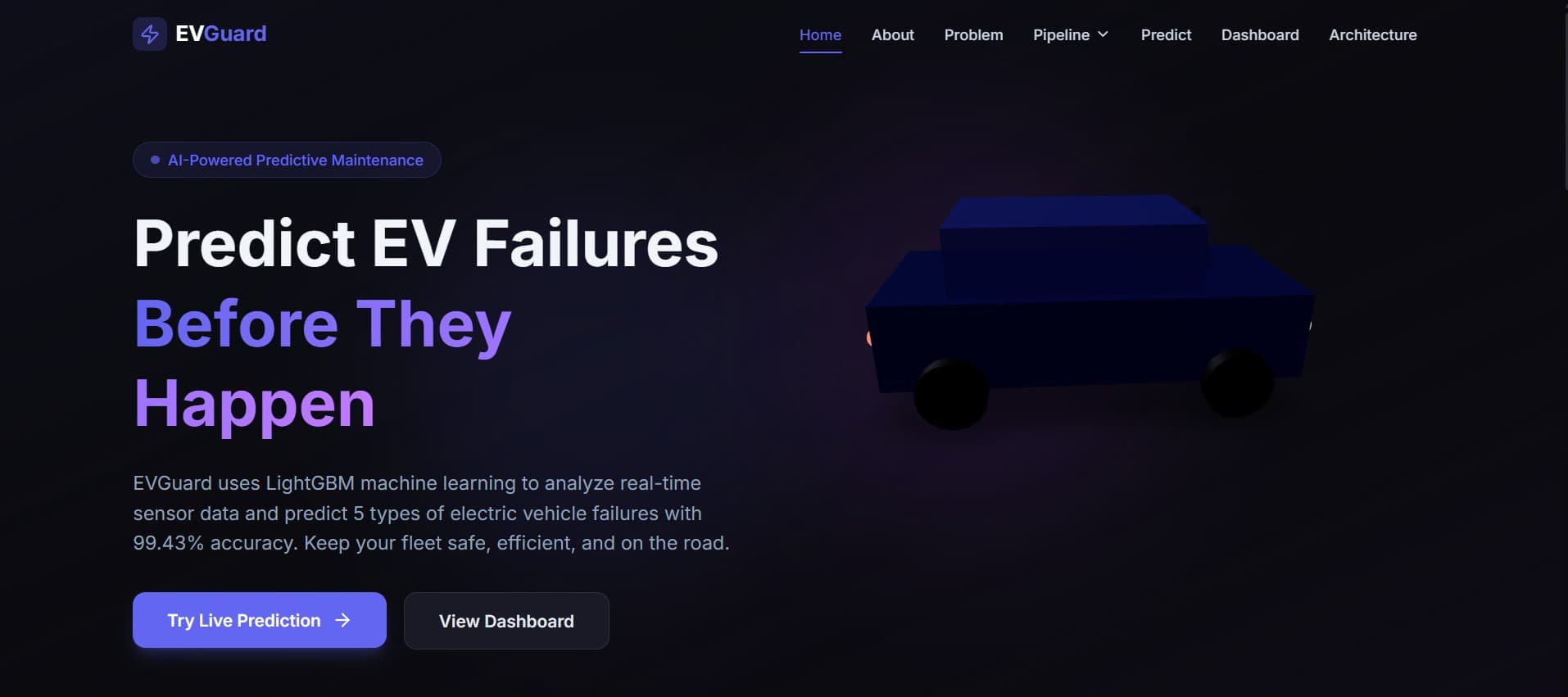 EVGuard – Predictive EV Maintenance Platform screenshot
